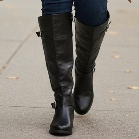 Torrid Over The Knee OTK moto boots faux leather wide calf 7.5 WW - Picture 3 of 14